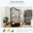 PAWHUT - Cage à oiseaux volière 46 x 36 x 100 cm - 2 portes, 9 trappes, plateau déjection, nombreux accessoires - noir - vignette