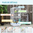 PAWHUT - Cage à oiseaux volière avec mangeoires perchoirs plateau amovible 2 portes dim. 46,5L x 35,5l x 92H cm métal blanc - vignette