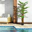 OUTSUNNY - Palmier artificiel H.1,85 m arbre artificiel tronc branches lichen feuilles grand réalisme pot inclus - vignette