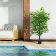 HOMCOM - Arbre artificiel plante artificielle ficus H.1,35 m tronc branches liane lichen feuilles grand réalisme pot inclus - vignette