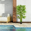 HOMCOM - Bambou artificiel XL 1,60H m 975 feuilles denses réalistes pot inclus noir vert - vignette