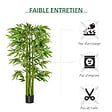HOMCOM - Bambou artificiel XL 1,60H m 975 feuilles denses réalistes pot inclus noir vert - vignette