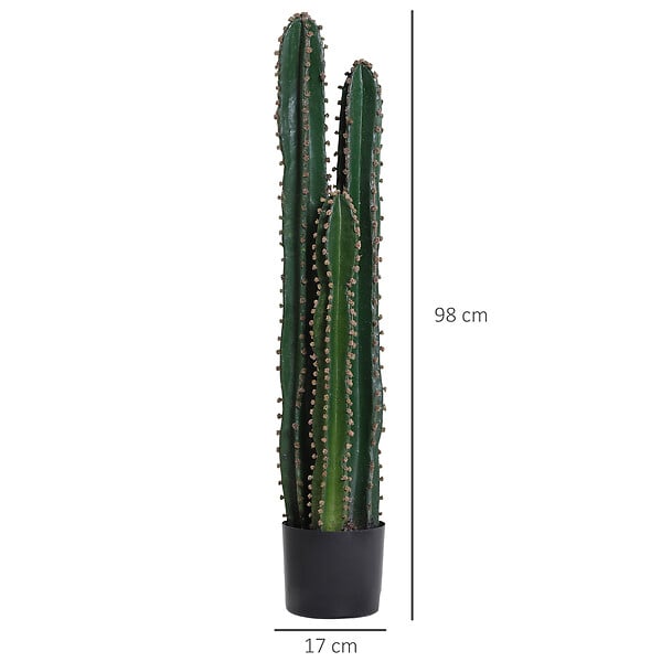 OUTSUNNY - Cactus artificiel grand réalisme plante artificielle grande taille dim. à˜ 17 x 100H cm vert - large