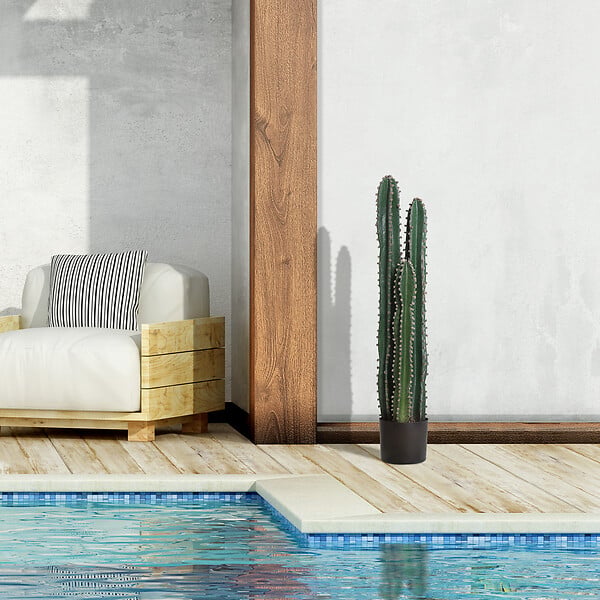 OUTSUNNY - Cactus artificiel grand réalisme plante artificielle grande taille dim. à˜ 17 x 100H cm vert - large
