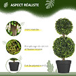 HOMCOM - Lot de 2 arbres buis artificiel double boules avec tronc et pot inclus - H.60 cm PE vert - vignette