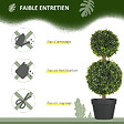 HOMCOM - Lot de 2 arbres buis artificiel double boules avec tronc et pot inclus - H.60 cm PE vert - vignette