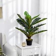 OUTSUNNY - Palmier artificiel H.0,85 m arbre artificiel tronc branches lichen feuilles grand réalisme pot inclus - vignette