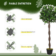 OUTSUNNY - Lauriers artificiels topiaires 1,20H m - lot de 2 lauriers boules artificiels - 741 feuilles réalistes par pied - tronc liane - pot inclus noir vert - vignette
