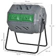OUTSUNNY - Composteur de jardin - bac à compost pour déchets - rotatif 360° - double chambre 160 L - acier noir PP vert gris - vignette