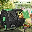 OUTSUNNY - Composteur de jardin - bac à  compost pour déchets - rotatif 360Â° - double chambre 130 L - acier PP vert noir - vignette