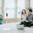 HOMCOM - Ventilateur sur pied Ø 45 cm hauteur réglable oscillant silencieux 50 W avec télécommande timer 3 modes 3 vitesses blanc - vignette