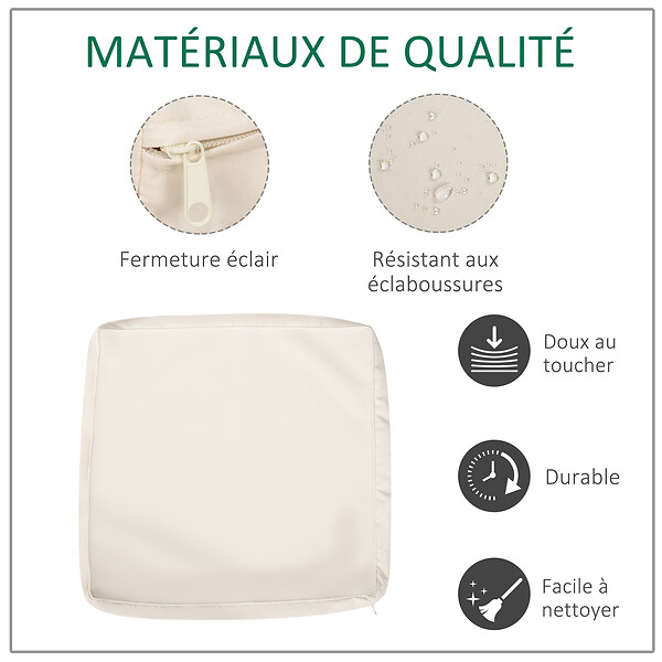 OUTSUNNY - Lot de 14 housses de rechange coussins salon de jardin - 6 housses coussin d'assise, 8 housses coussin dossier - housses zippées polyester déperlant beige - large