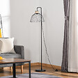 HOMCOM - Lampadaire design industriel grillagé et arqué 40 W max. métal noir rotin - vignette