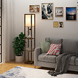 HOMCOM - Lampadaire étagère lampe étagère 26L x 26l x 160H cm 3 étagères 4 niveaux MDF aspect bois vieilli - vignette