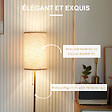 HOMCOM - Lampadaire design néo-rétro 40 W max. piètement mât acier doré abat-jour lin crème - vignette