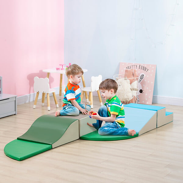 HOMCOM - 6 blocs de construction en mousse XL - modules de motricité - jouets éducatifs - certifiés normes EN71-1-2-3 - mousse EPE revêtement PU multicolore - large
