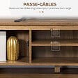 HOMCOM - Meuble TV banc TV design industriel - 2 placards, 2 niches, 2 passe-fils - panneaux particules aspect bois veinage portes métal noir - vignette