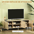 HOMCOM - Meuble TV banc TV design Urban Craft - 3 portes, 3 étagères - piètement acier noir aspect bois clair - vignette