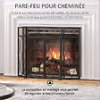 HOMCOM - Pare-feu large pour cheminée ou poêle - pare-étincelles - 3 volets pliables et portes - métal noir - vignette