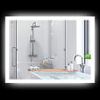 KLEANKIN - Miroir mural lumineux LED de salle de bain - 80 x 60 cm - avec 3 couleurs, luminosité réglable interrupteur tactile système antibuée transparent - vignette