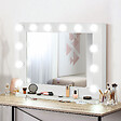 HOMCOM - Miroir maquillage Hollywood lumineux LED tactile - 12 LED, luminosité réglable, fonction mémoire - métal MDF blanc verre - vignette