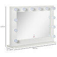 HOMCOM - Miroir maquillage Hollywood lumineux LED tactile - 12 LED, luminosité réglable, fonction mémoire - métal MDF blanc verre - vignette