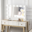 HOMCOM - Miroir maquillage Hollywood lumineux LED tactile - 12 LED, luminosité réglable, fonction mémoire - métal MDF blanc verre - vignette