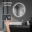 KLEANKIN - Miroir rond lumineux LED de salle de bain 60 cm avec éclairage interrupteur tactile système antibuée miroir mural LED à luminosité réglable 29 W gris - vignette