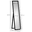 HOMCOM - Miroir sur pied et mural rectangulaire dim. 37L x 48l x 152H cm noir - vignette