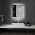 KLEANKIN - Miroir rectangulaire mural lumineux LED de salle de bain - 80 x 60 cm - 3 couleurs, luminosité réglable interrupteur tactile système antibuée blanc transparent - vignette