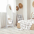 HOMCOM - Miroir à  pied ovale style shabby chic inclinaison réglable dim. 47L x 45l x 154H cm MDF blanc - vignette