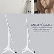 HOMCOM - Miroir à  pied ovale style shabby chic inclinaison réglable dim. 47L x 45l x 154H cm MDF blanc - vignette