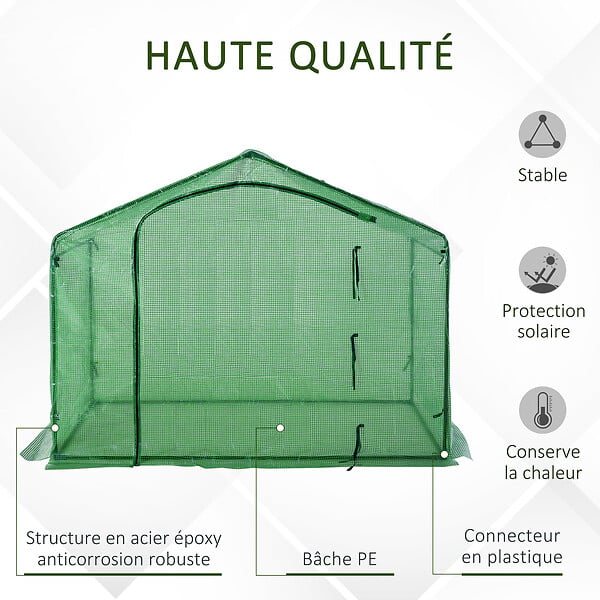 OUTSUNNY - Serre de jardin balcon terrasse serre pour tomates 1,8L x 1l x 1,68H m acier PE imperméable transparent vert - large