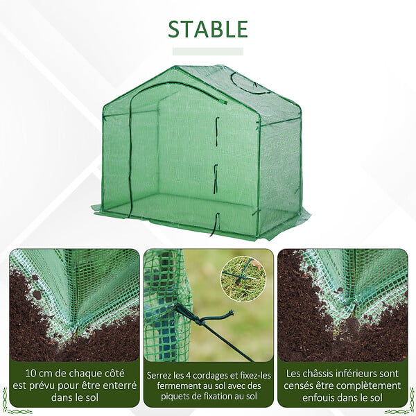 OUTSUNNY - Serre de jardin balcon terrasse serre pour tomates 1,8L x 1l x 1,68H m acier PE imperméable transparent vert - large
