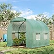 OUTSUNNY - Serre de jardin tunnel 5 m² 2,45L x 2l x 1,98H m acier renforcé Ø 1,8 cm + PE haute densité 140 g/m² fenêtres porte déroulante vert - vignette