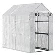 OUTSUNNY - Serre de jardin 2 tablettes dim. 1,86L x 1,2l x 1,9H m porte déroulante acier PE haute densité 140 g/m² transparent blanc - vignette
