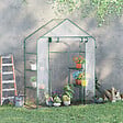 OUTSUNNY - Serre de jardin 6 étagères - dim. 142L x 73l x 195H cm - porte - acier thermolaqué PVC haute densité anti-UV - transparent vert - vignette