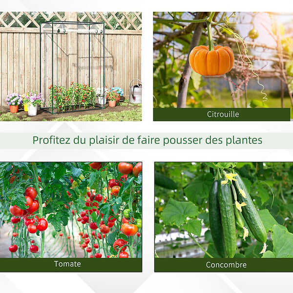 OUTSUNNY - Serre de Jardin serre à tomates 1L x 0,5l x 1,5H m porte zippée déroulante acier thermolaqué PVC haute densité 140 g/m² anti-UV - large