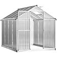OUTSUNNY - Serre de jardin aluminium polycarbonate 4,6 m² dim. 2,42L x 1,9l x 1,95H m fondation lucarne porte loquet - vignette