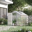 OUTSUNNY - Serre de jardin aluminium polycarbonate 4,6 m² dim. 2,42L x 1,9l x 1,95H m fondation lucarne porte loquet - vignette