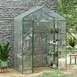OUTSUNNY - Serre de jardin balcon terrasse 8 étagères dim. 143L x 73l x 195H cm acier PVC imperméable anti-UV transparent vert - vignette