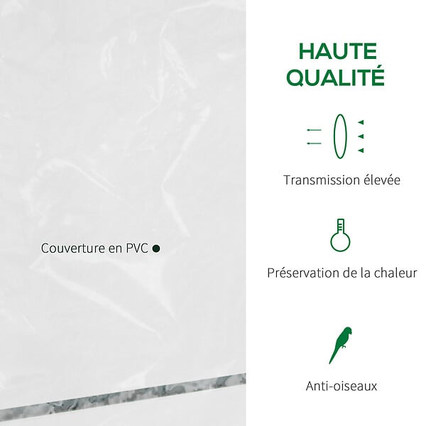 OUTSUNNY - Serre de jardin balcon terrasse 8 étagères dim. 143L x 73l x 195H cm acier PVC imperméable anti-UV transparent vert - large