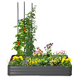 OUTSUNNY - Carré potager de jardin avec tuteur modulable acier vert foncé - tôle d'acier ondulée gris clair - vignette