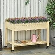 OUTSUNNY - Jardinière sur pieds - potager sur roulettes - étagère, inserts d'irrigation, feutre de drainage inclus - bois massif sapin - vignette