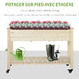OUTSUNNY - Jardinière sur pieds - potager sur roulettes - étagère, inserts d'irrigation, feutre de drainage inclus - bois massif sapin - vignette
