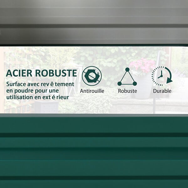 OUTSUNNY - Carré potager de jardin dim. 120L x 60l x 30H cm tôle d'acier ondulée vert - large
