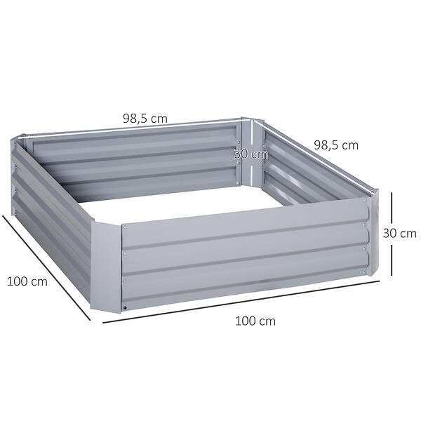 OUTSUNNY - Lot de 2 carrés potager de jardin dim. 100L x 100l x 30H cm tôle d'acier ondulée gris - large