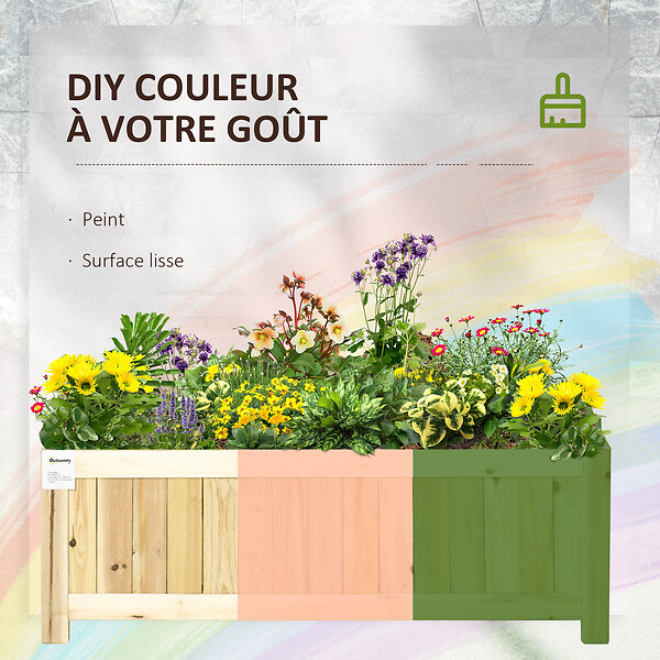 OUTSUNNY - Jardinière sur pied pliable bac à fleurs dim. 70L x 30l x 25H cm corps aspect lattes bois sapin pré-huilé - large