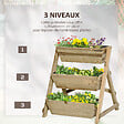 OUTSUNNY - Jardinière sur pieds carré potager 3 étages dim. 71L x 61l x 77H cm inserts d'irrigation feutre de drainage bois sapin autoclave - vignette