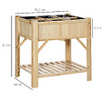 OUTSUNNY - Jardinière sur pieds - carré potager avec étagère - dim. 78L x 58l x 81H cm - 6 compartiments - feutre drainage inclus - bois sapin pré-huilé - vignette